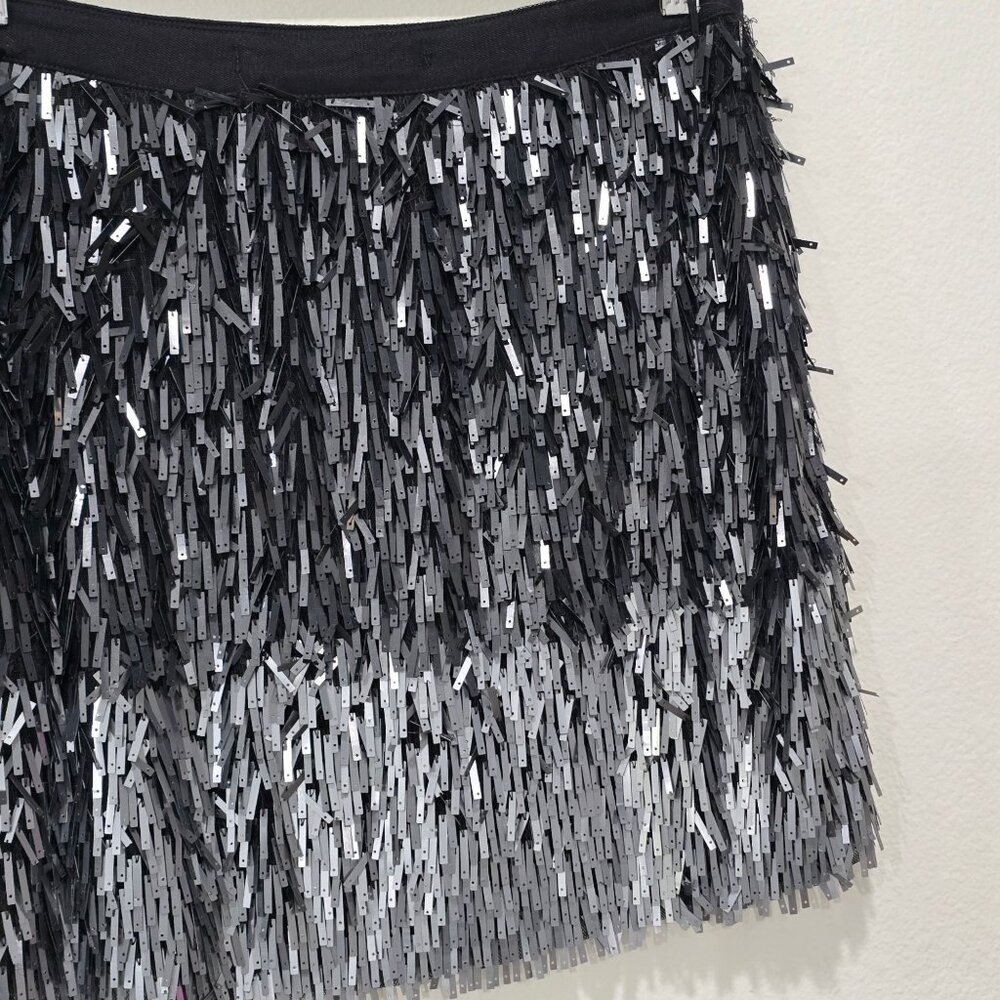 Zara ⦠Metal Fringe Mini Skirt ⦠Black Silver Ombre Handmade Limited Ed S NWT - Picture 5 of 12